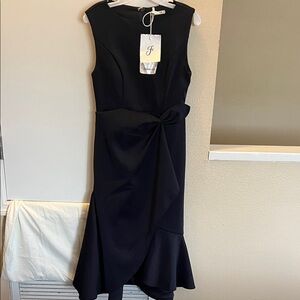 Elegant Navy Sleeveless Dress by FEHAUTE Design.
